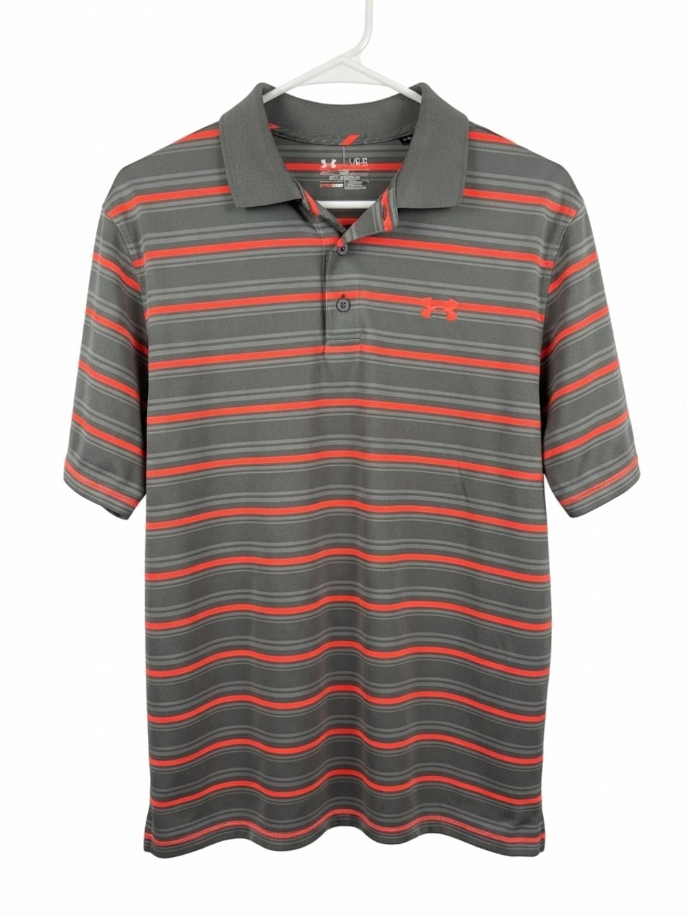 Under Armour Gray Polo with Red Stripe Detail